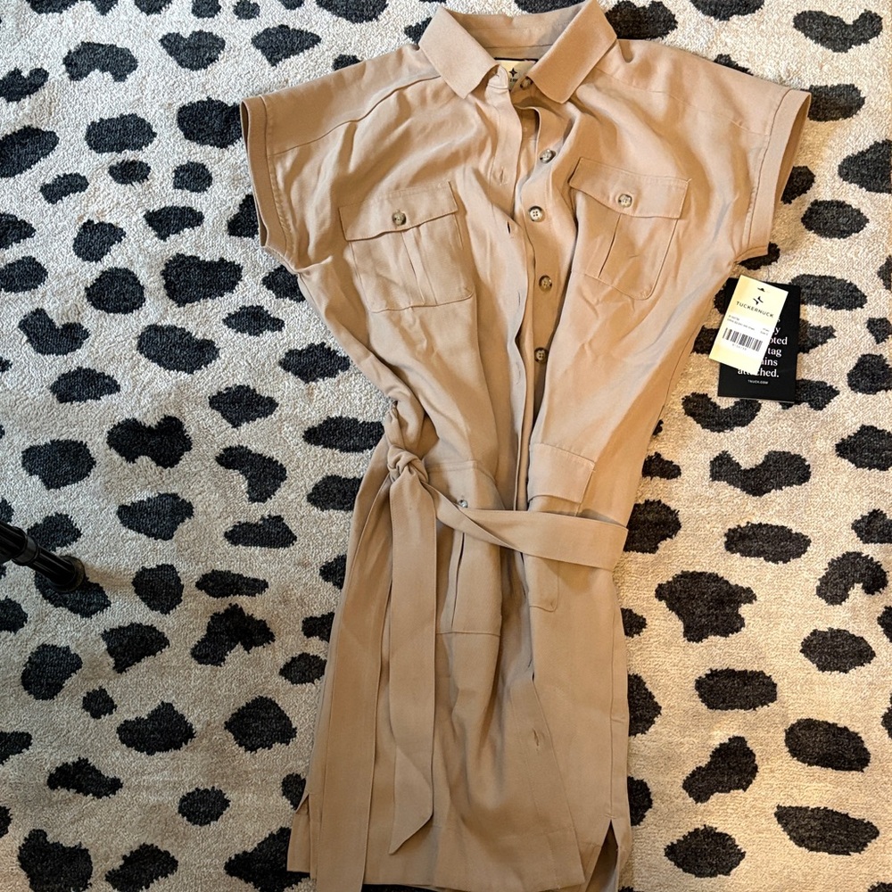 Tuckernuck Beige Button-Up Shirt Dress